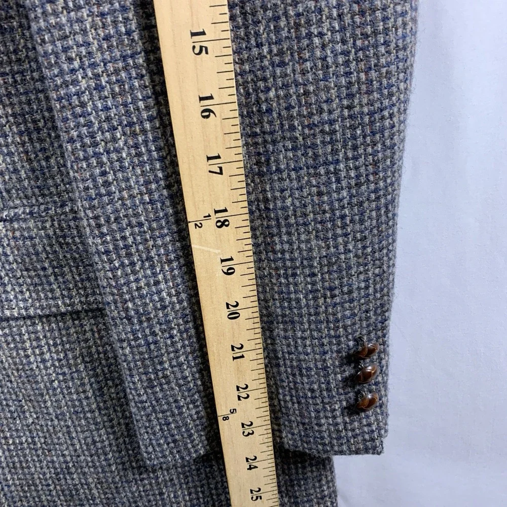 VTG 70s Mens Unstructured Wool Tweed Micro Check Sport Coat Size 40 42R Ivy Prep